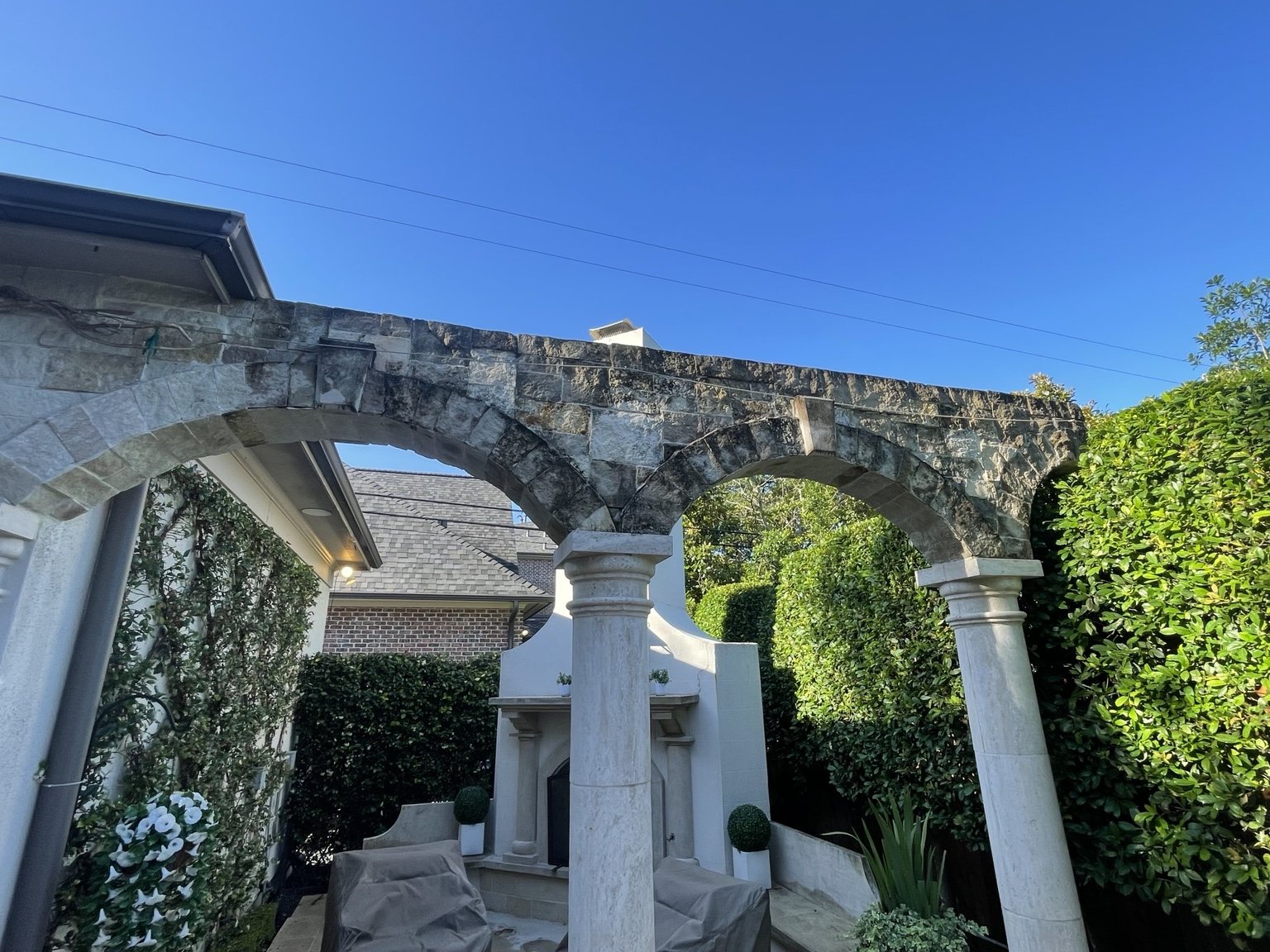 Before: limestone arch cleaning