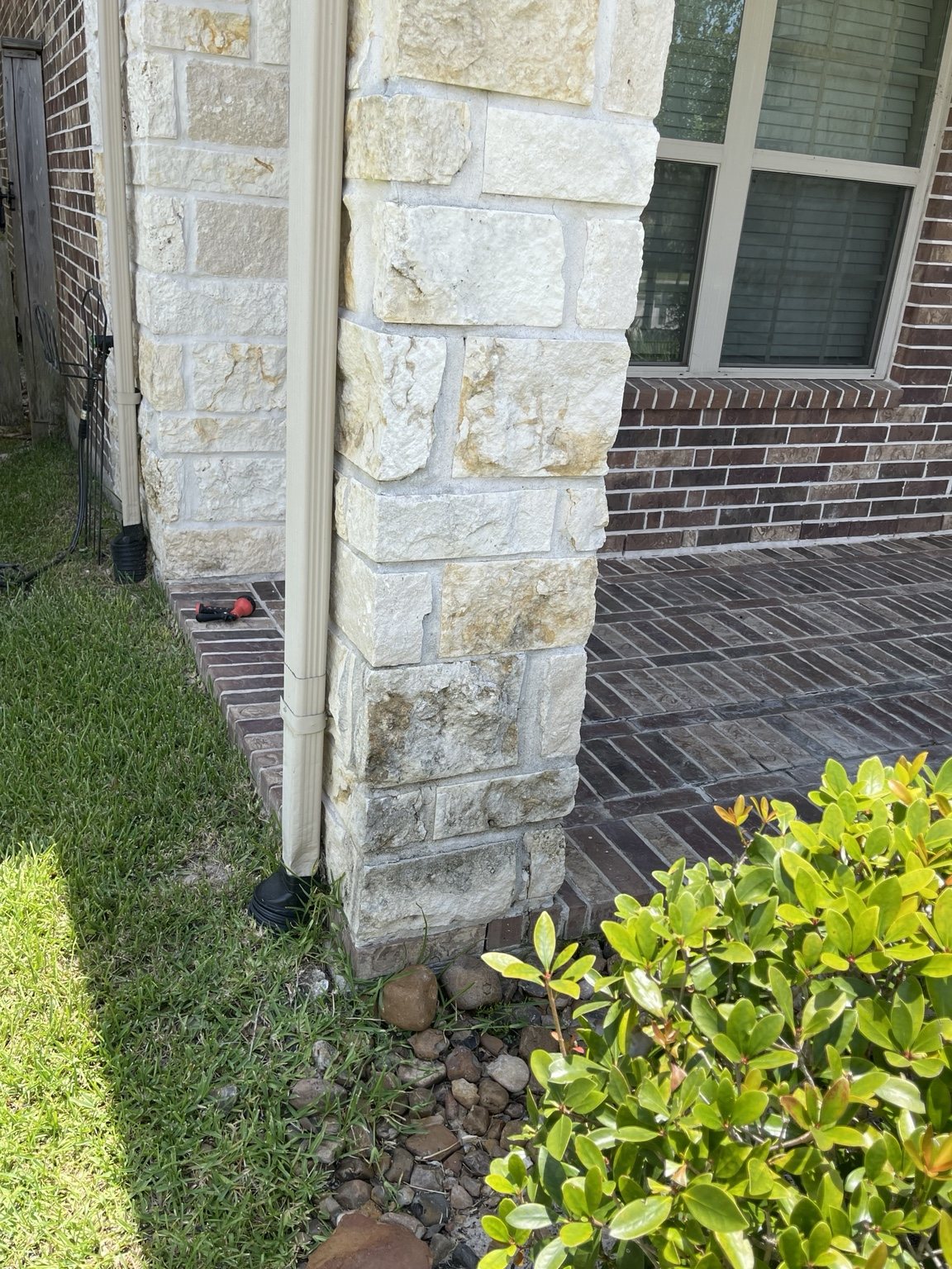Before: stone column cleaning